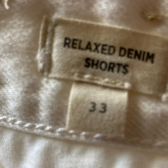 Madewell Relaxed Denim Shorts in Tile White Raw hem Sz 40 - Picture 10 of 13